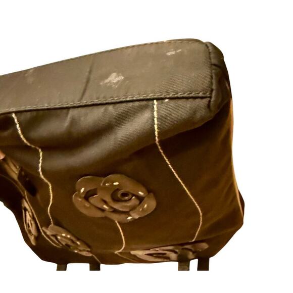 Prada Black Tessuto Nylon Shoulder Tote Bag Flower Applique Details Authentic - Picture 9 of 12